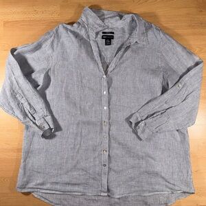 Jones New York Blue & White Linen Shirt